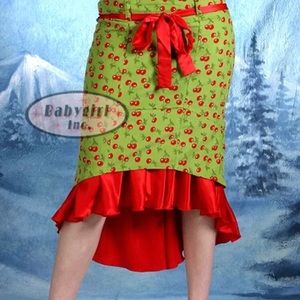 Broad Minded GREEN Pin-up Christmas Skirt Cherries